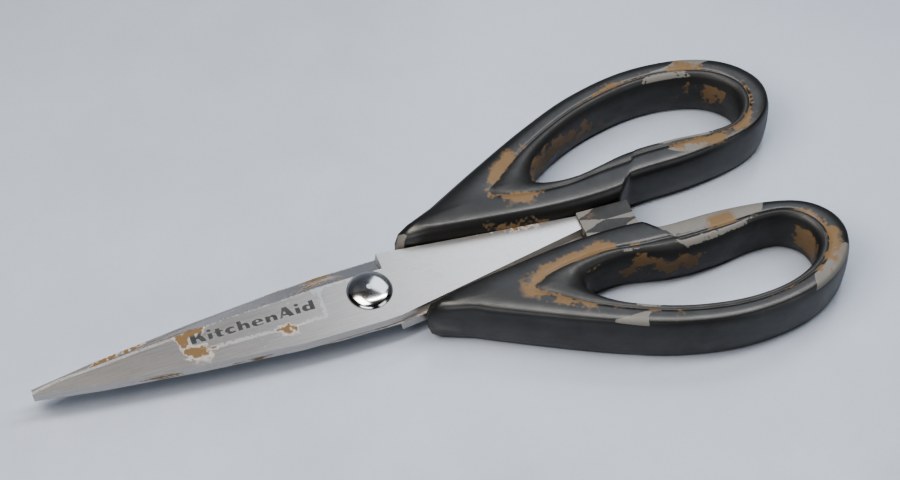 Kitchen shears: black, worn