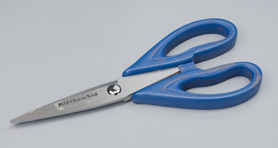 Kitchen shears: blue, wet